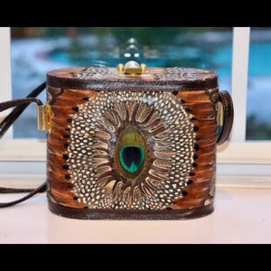 PEACOCK & GUINEA FEATHER DESIGNER MINIBAG ONLY